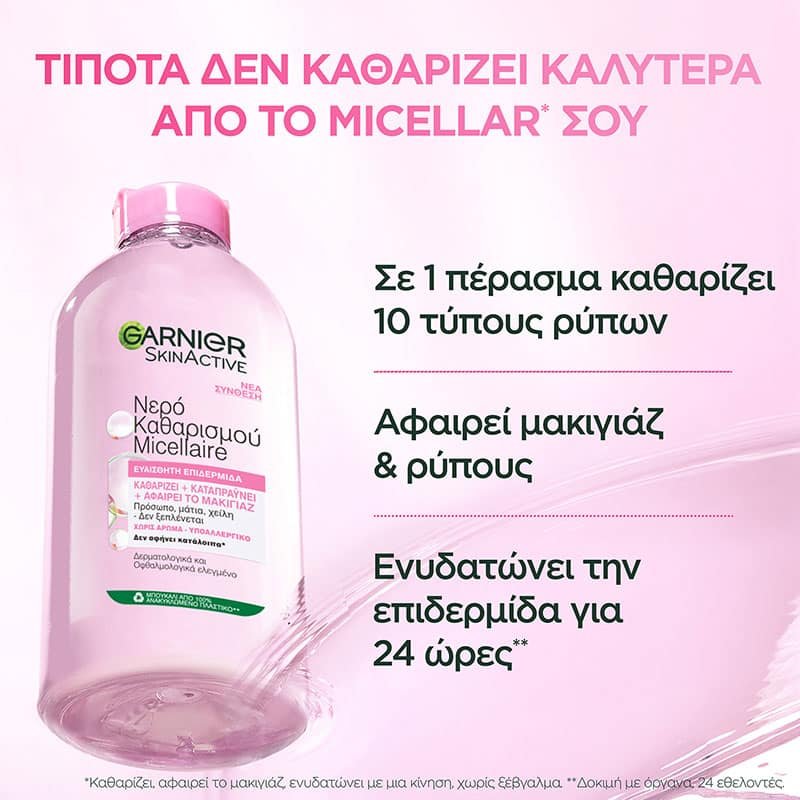 Νερό Ντεμακιγιάζ Micellaire 3 σε 1 οφέλη